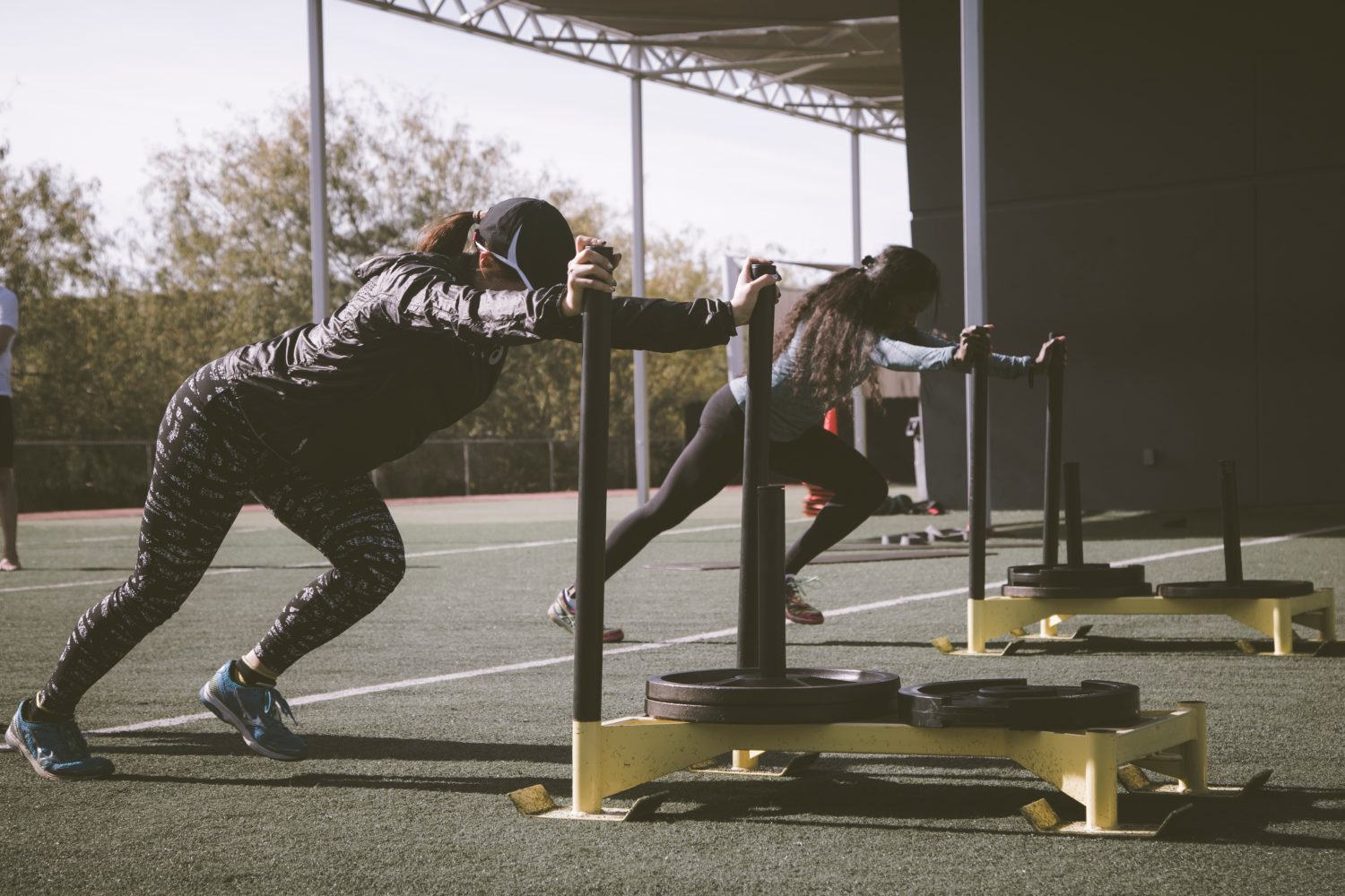 Hard workout Pushing weights